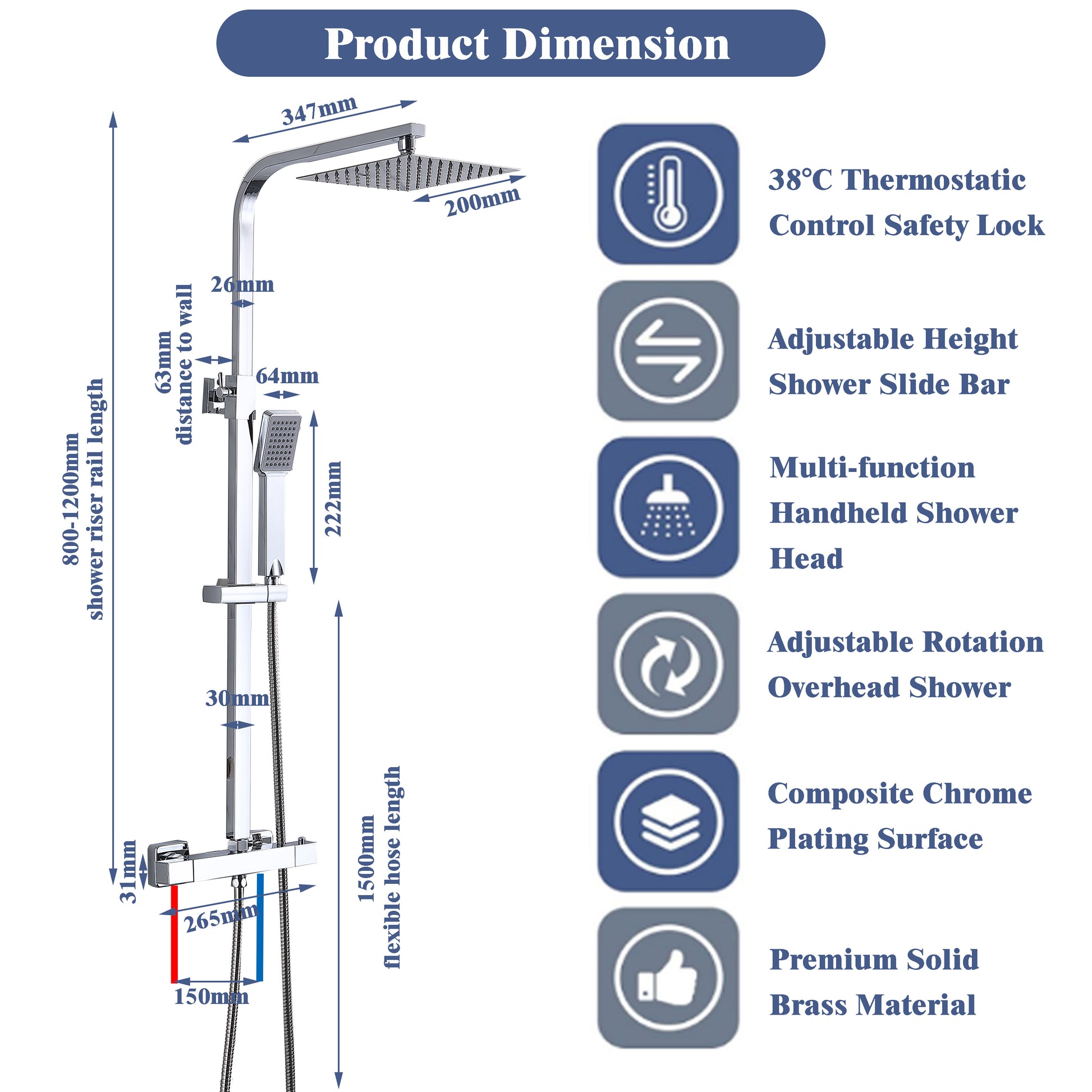 AICA Thermostatic Shower Set 2 Years Quality Problem Replacement