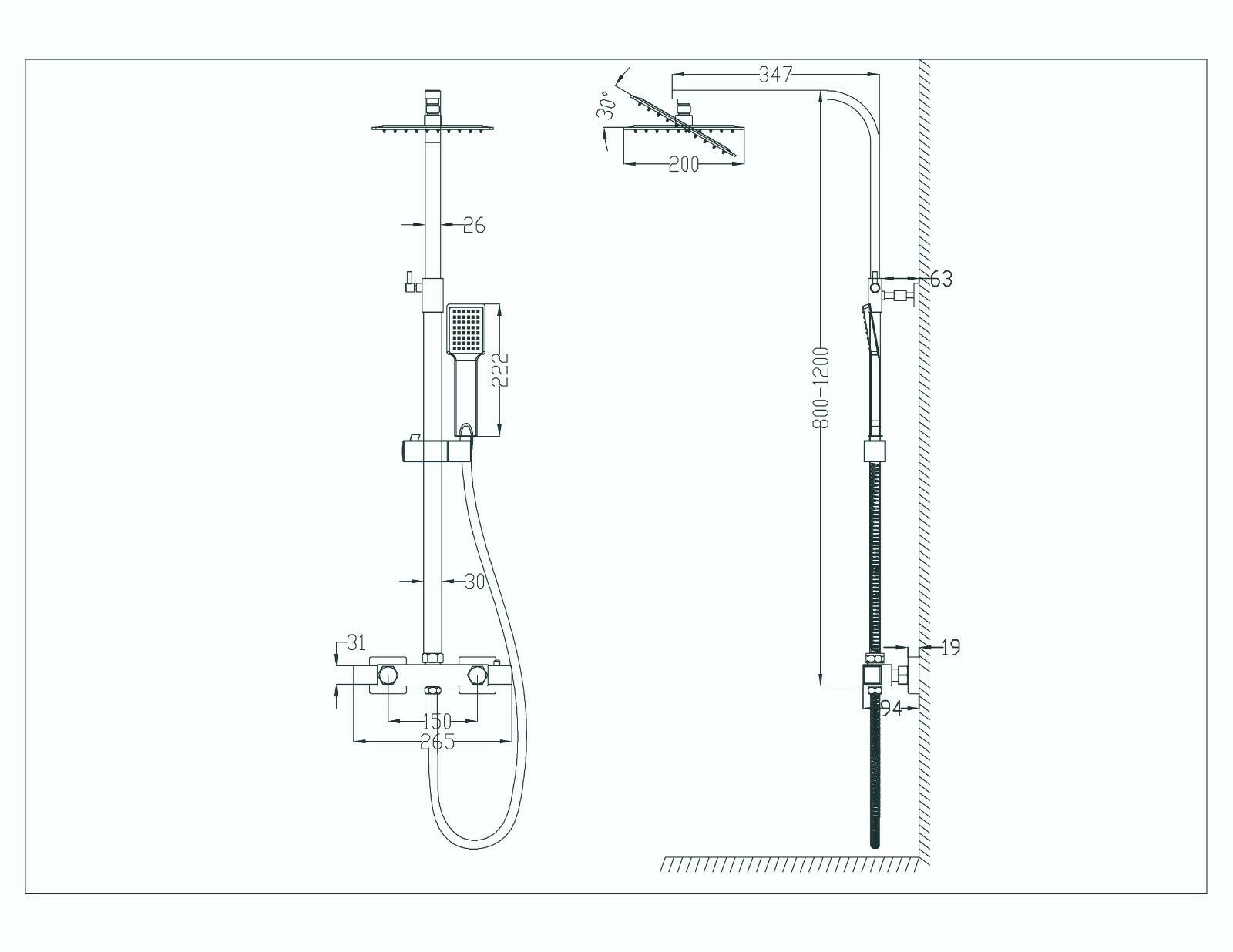 AICA Bathroom Shower 38 Degrees Constant Temperature Shower, Single Fu