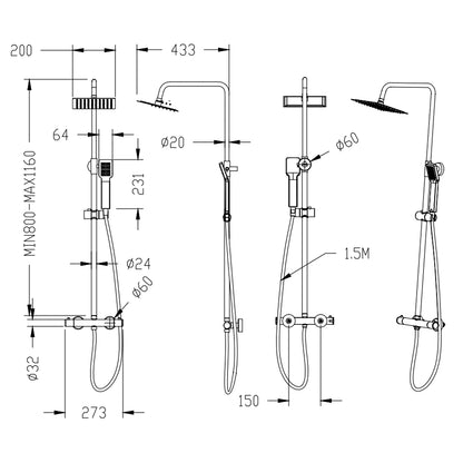 high quaility square shower set