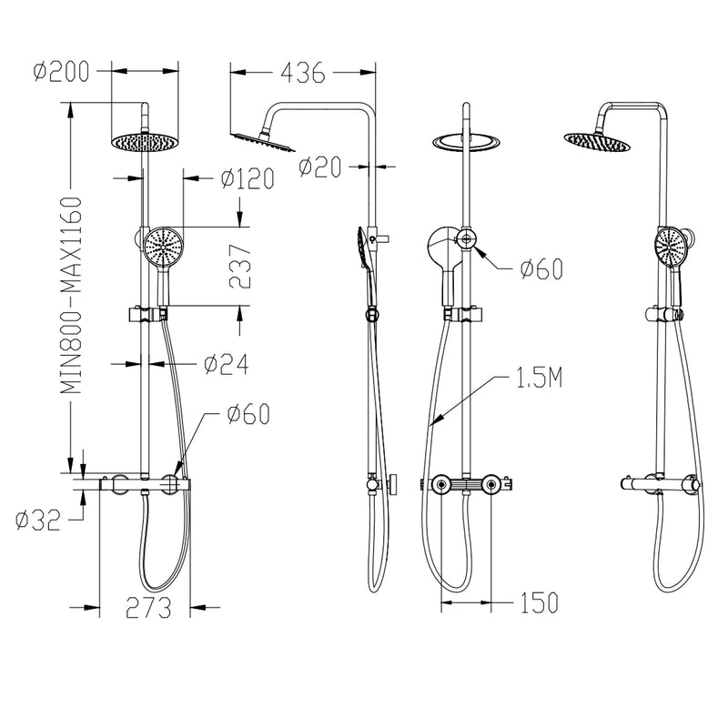 high quaility round shower set