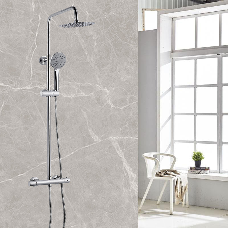 AICA NEW Thermostatic Shower Mixer Chrome Round Bar Silver Set