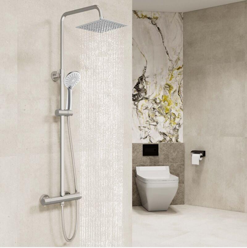 AICA Bathroom Chrome Thermostatic Shower Mixer Set