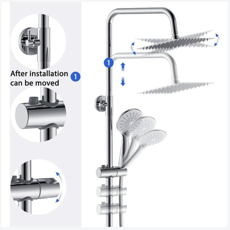 AICA Bathroom Chrome Thermostatic Shower Mixer Set