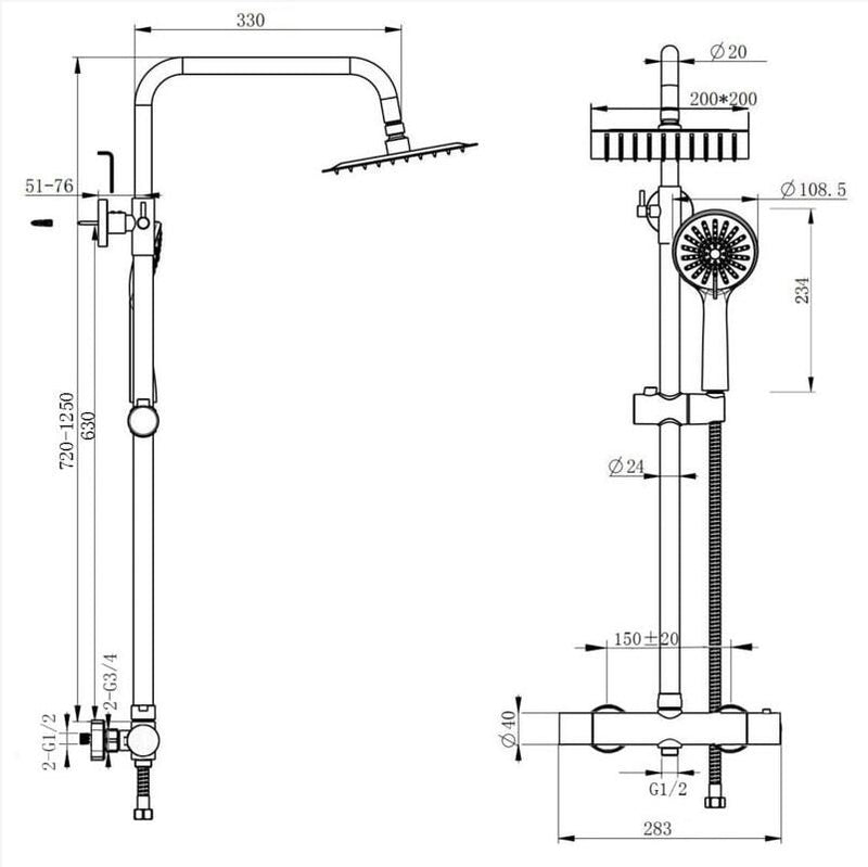 AICA Bathroom Chrome Thermostatic Shower Mixer Set