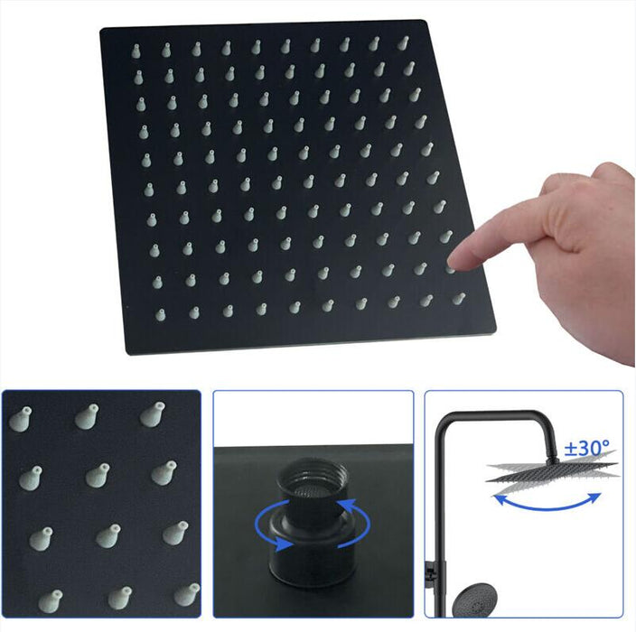 AICA Bathroom Black Thermostatic Shower Mixer Set