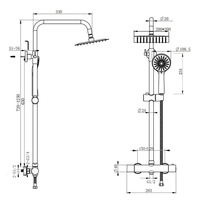 AICA Bathroom Top Spray  Smart Thermostatic Shower Mixer Set