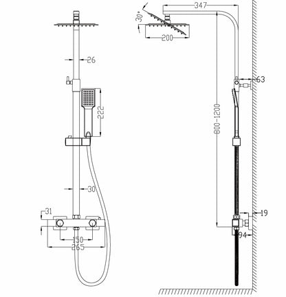 AICA NEW Bathroom Thermostatic Shower Mixer Overhead Rainfall Shower Head Set