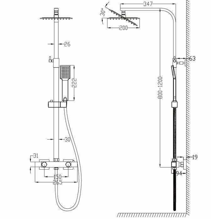 AICA NEW Bathroom Thermostatic Shower Mixer Overhead Rainfall Shower Head Set
