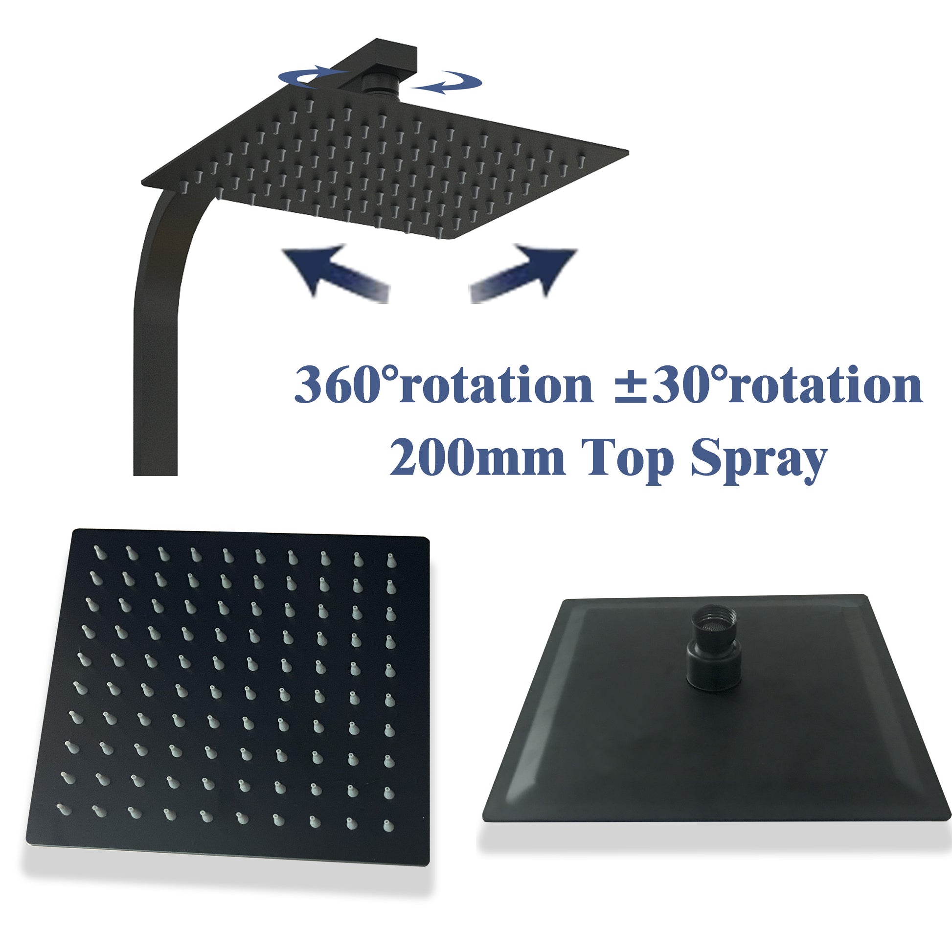 AICA NEW Bathroom Thermostatic Shower Mixer Square Black Set