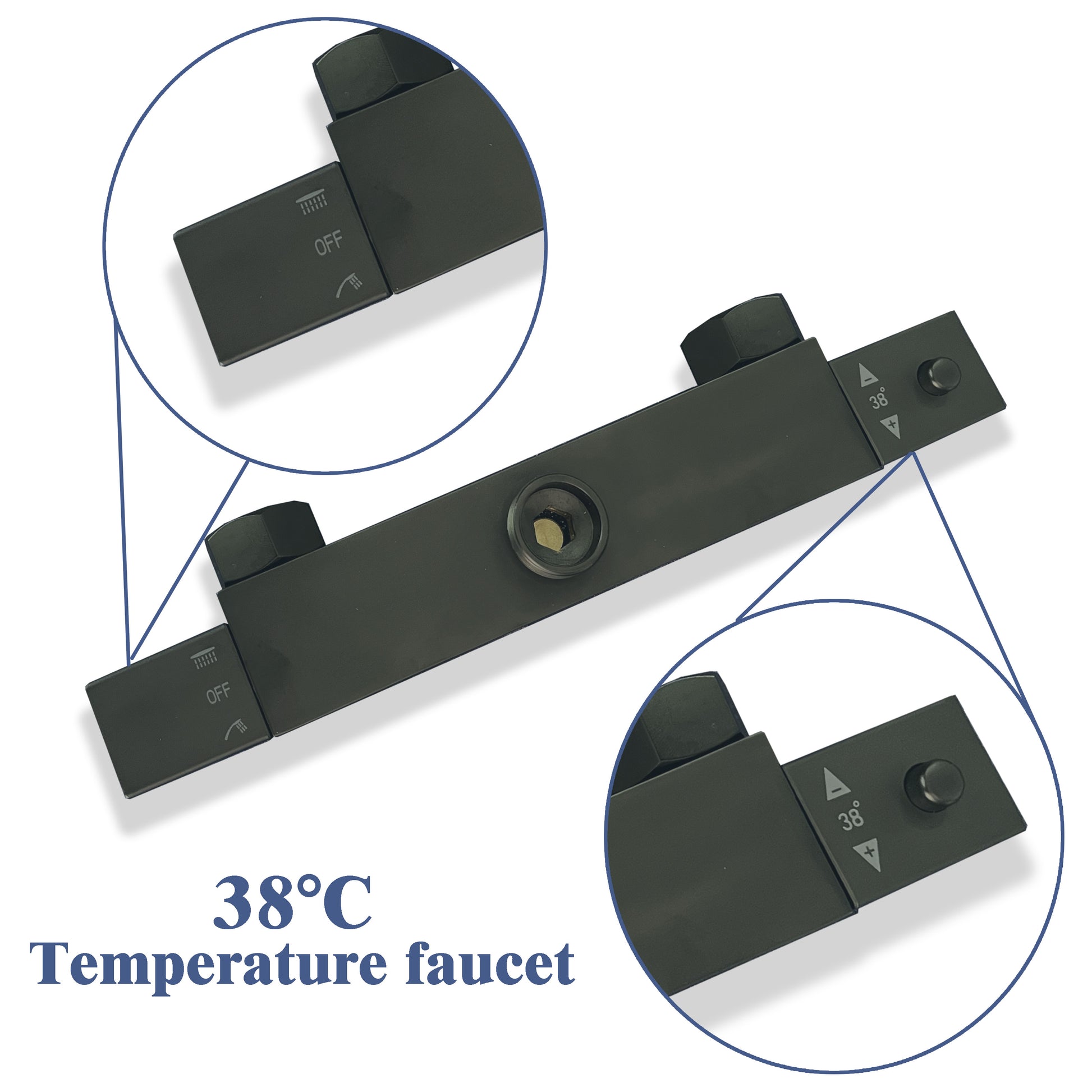 AICA NEW Bathroom Thermostatic Shower Mixer Square Black Set