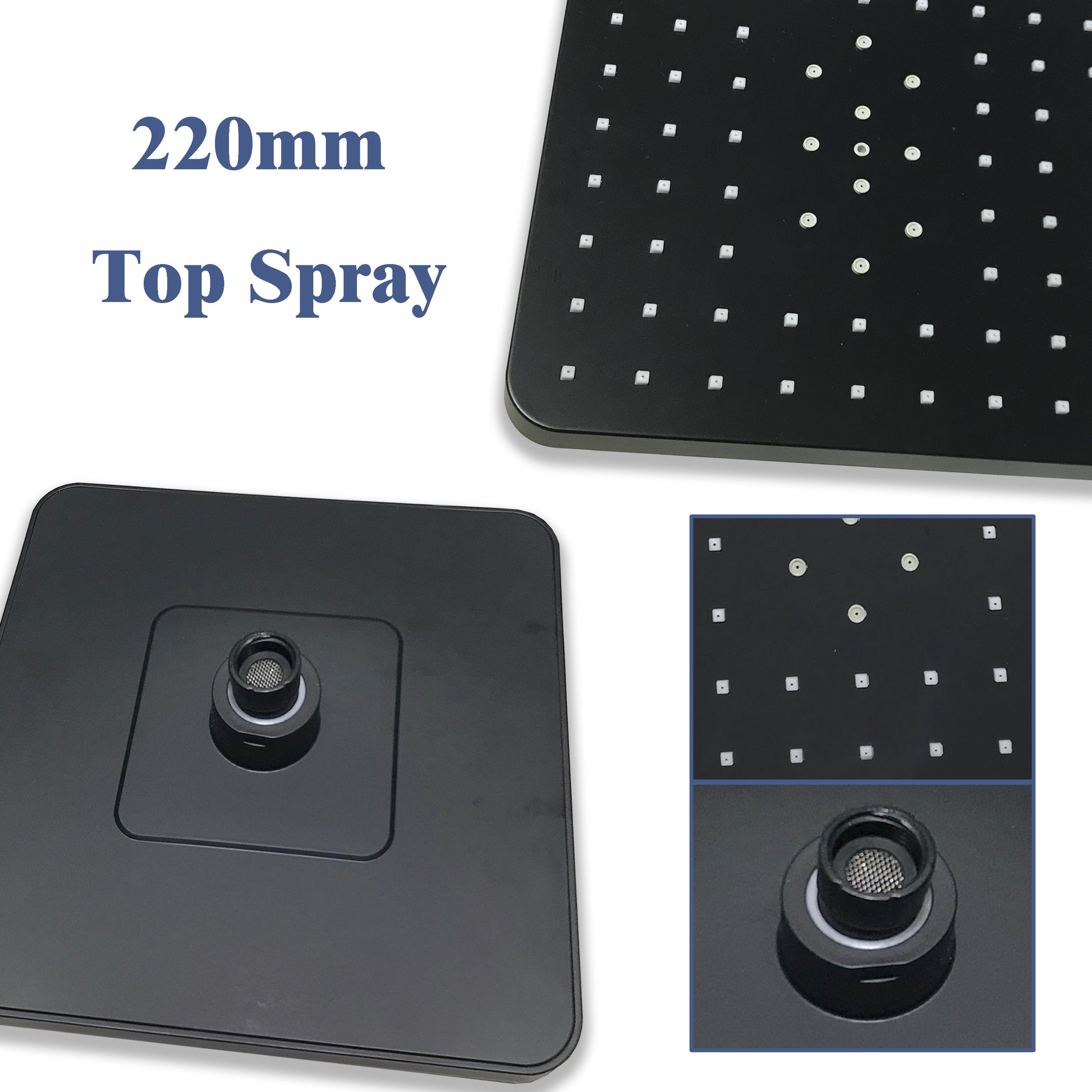 AICA NEW Bathroom Thermostatic Shower Mixer Square Black Set