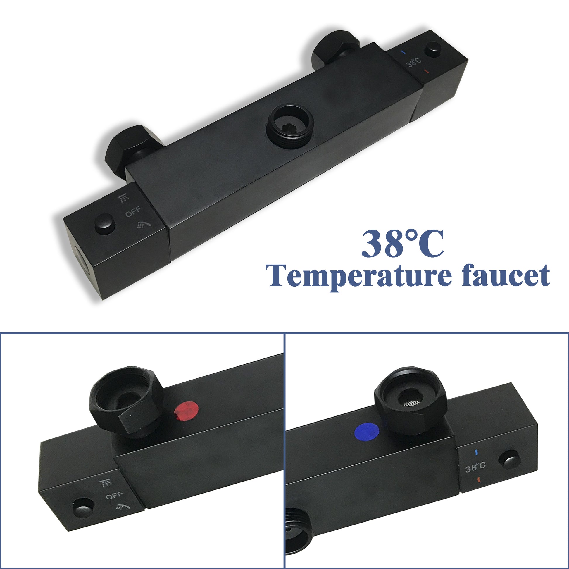 AICA NEW Bathroom Thermostatic Shower Mixer Square Black Set