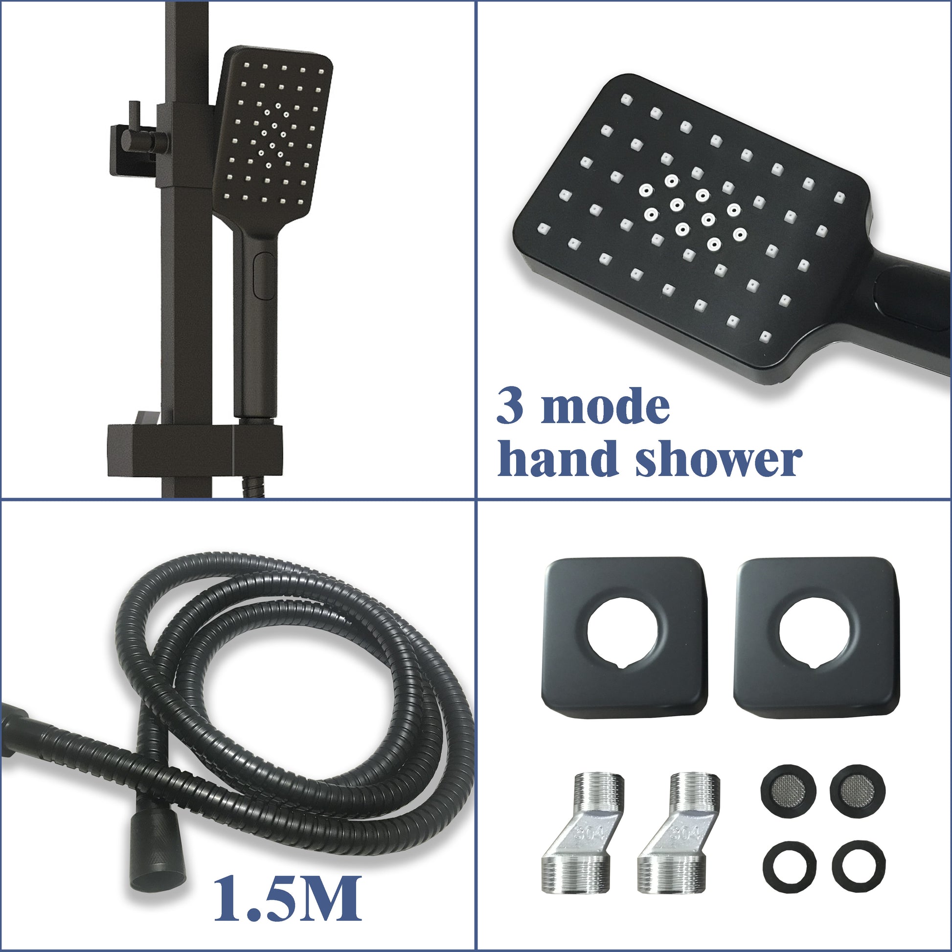 AICA NEW Bathroom Thermostatic Shower Mixer Square Black Set