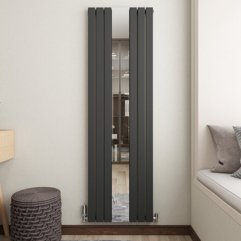 AICA Horizontal Flat Panel Anthracite & White Designer Central Heating Radiator
