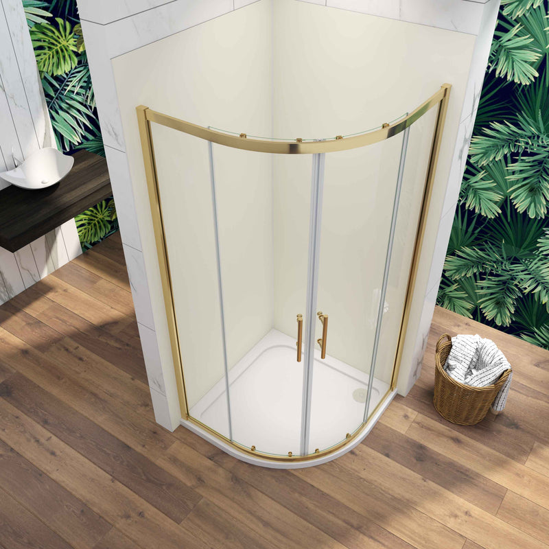 AICA Quadrant Shower Enclosure Golden Sliding Door 80x80x185cm