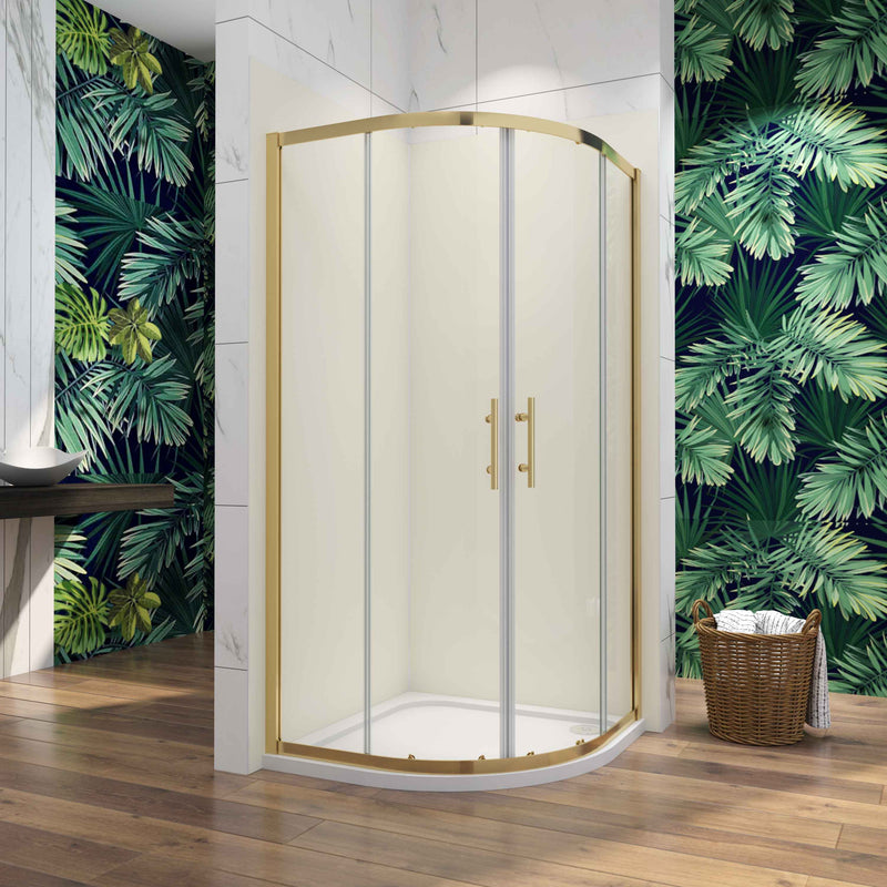 AICA Quadrant Shower Enclosure Golden Sliding Door 80x80x185cm