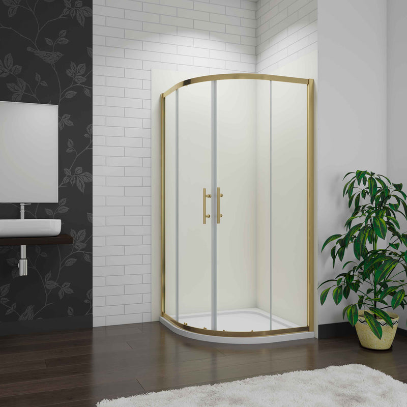 AICA Quadrant Shower Enclosure Golden Sliding Door 80x80x185cm