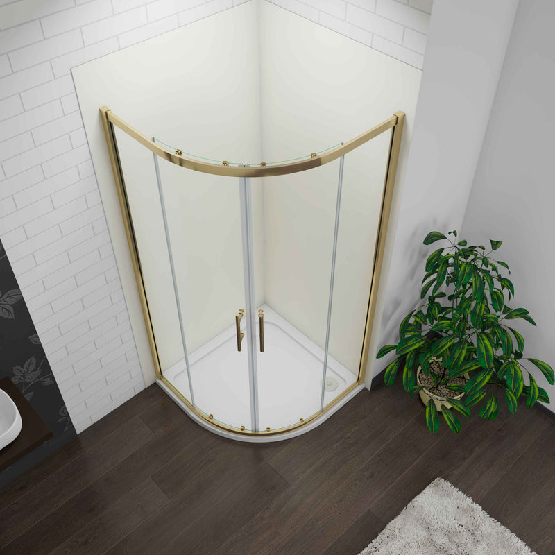 AICA Quadrant Shower Enclosure Golden Sliding Door 80x80x185cm