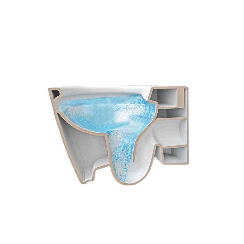 AICA Bathroom Rimless Wall Hung Toilet Pan WC Soft Close Seat (UF)