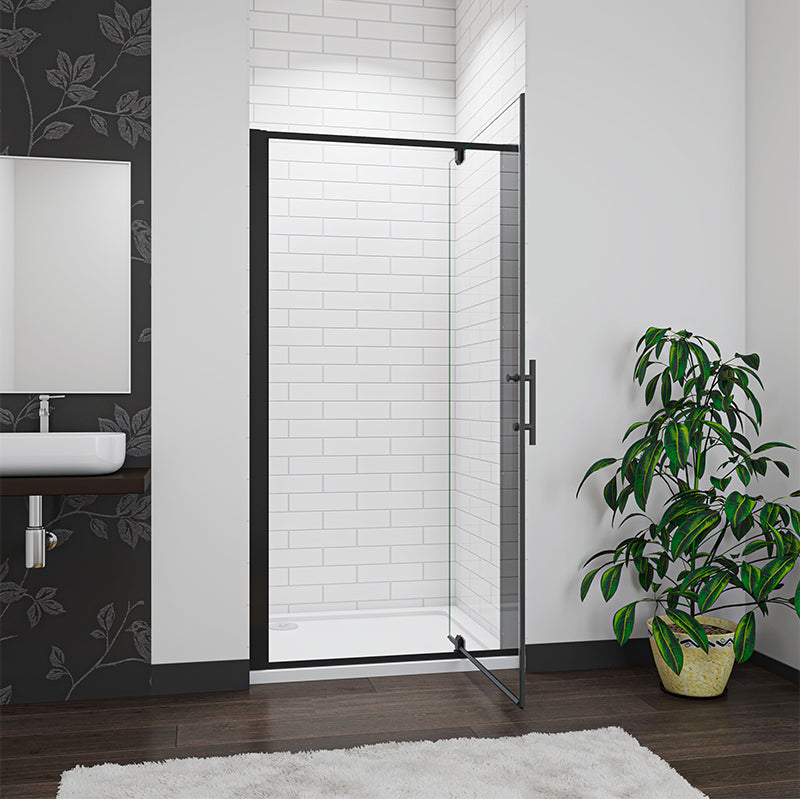 AICA Black Pivot Shower Door, Enclosure Single Glass Door, Shower Cubicle