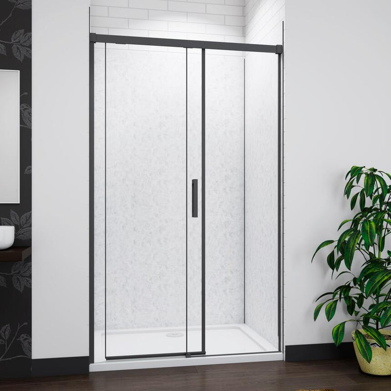 195cm Black Single Sliding Shower Door 8mm NANO Tempered Glass tray optional