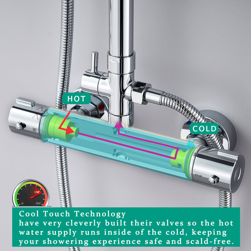 AICA ROUND SILVER SHOWER SET