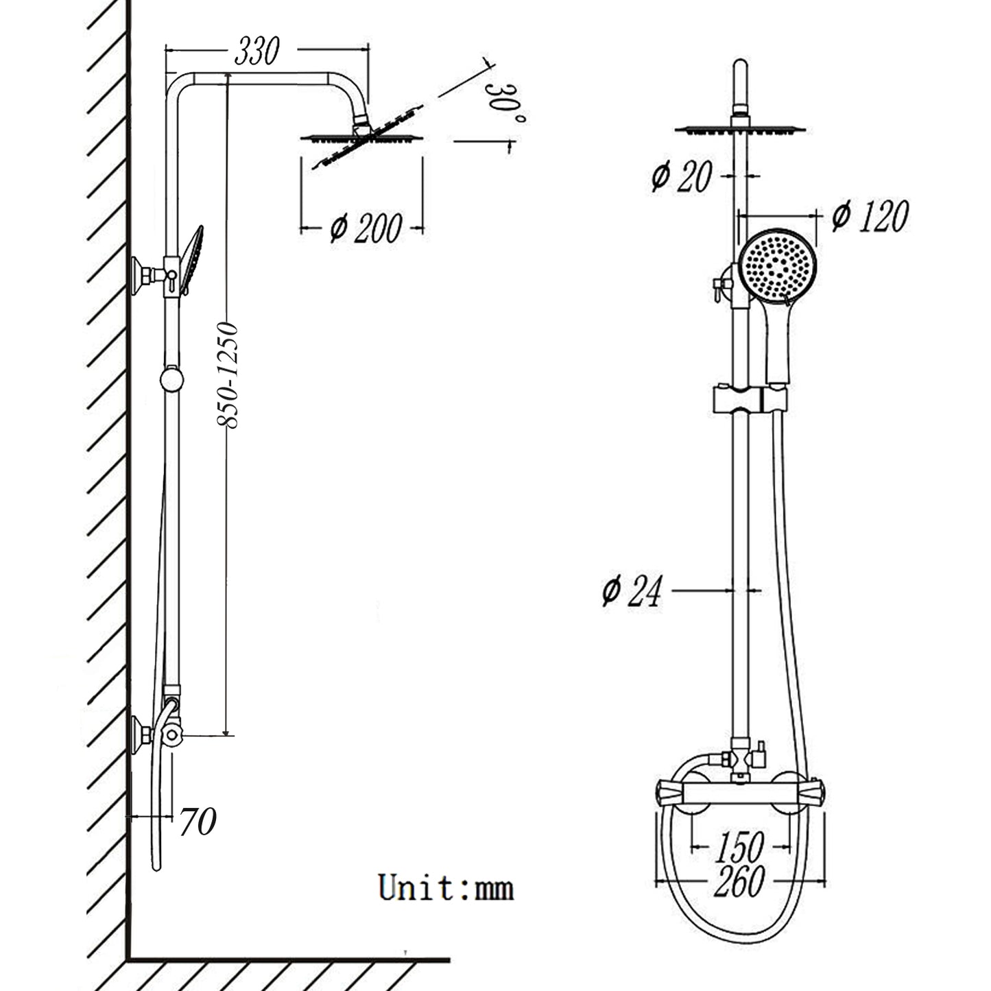 AICA THERMOSTATIC ROUND SHOWER SET