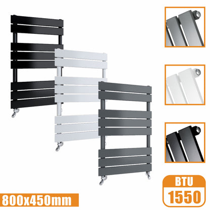 Flat Panel Heated Towel Rail ladder Radiator Anthracite White Black 800x450MM AICA