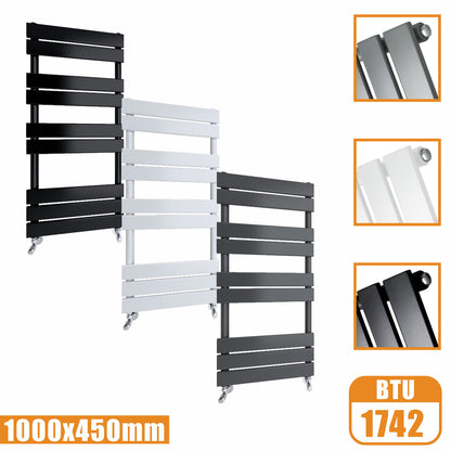 Flat Panel Heated Towel Rail ladder Radiator Anthracite White Black 1000x450MM AICA