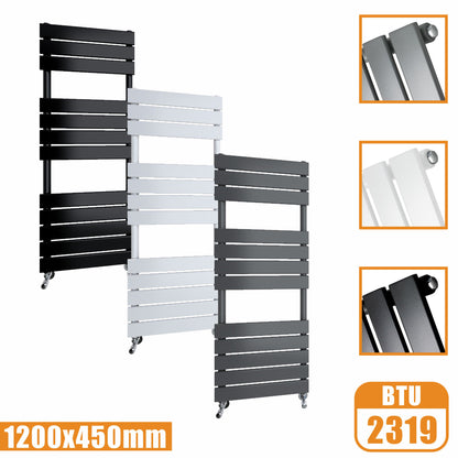 Flat Panel Heated Towel Rail ladder Radiator Anthracite White Black 1200x450MM AICA