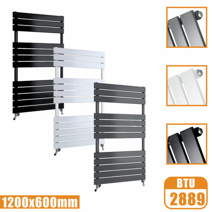 Flat Panel Heated Towel Rail ladder Radiator Anthracite White Black 1200x600MM AICA
