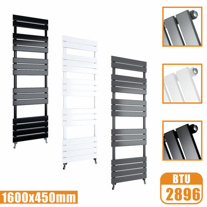 Flat Panel Heated Towel Rail ladder Radiator Anthracite White Black 1600x450MM AICA