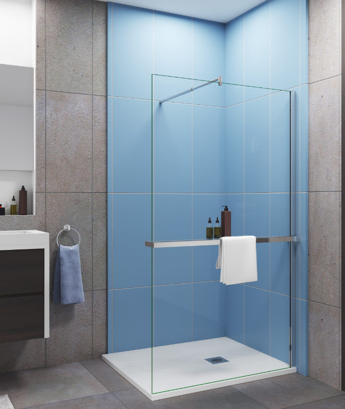 Chrome Towel Rail Rack 800-1400mm for 8mm Glass Panel