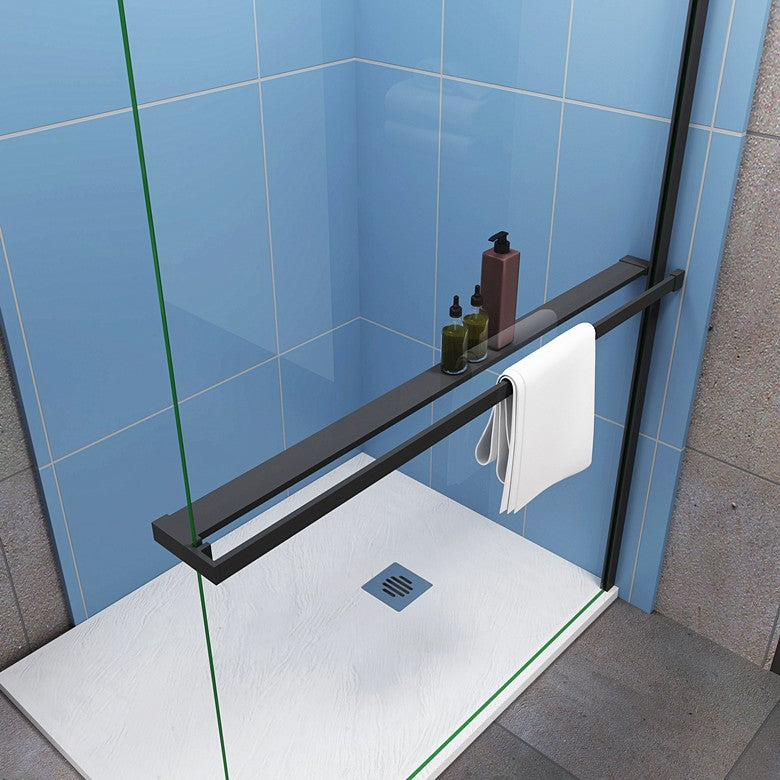 Black Towel Rail Rack 800-1400mm for 8mm Glass Panel