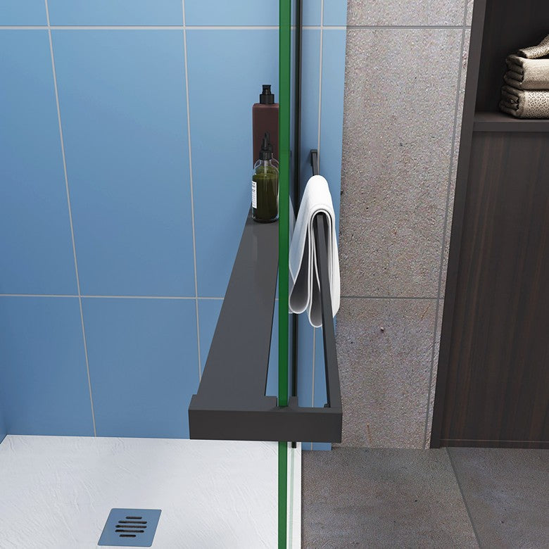 Black Towel Rail Rack 800-1400mm for 8mm Glass Panel