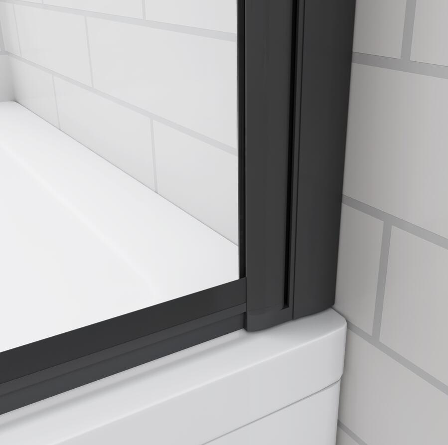 70x140cm Pivot Shower Bath Screen Frameless Black Silk Glass Panel