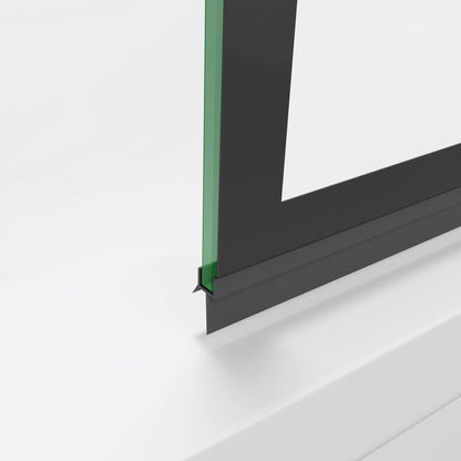 70x140cm Pivot Shower Bath Screen Frameless Black Silk Glass Panel
