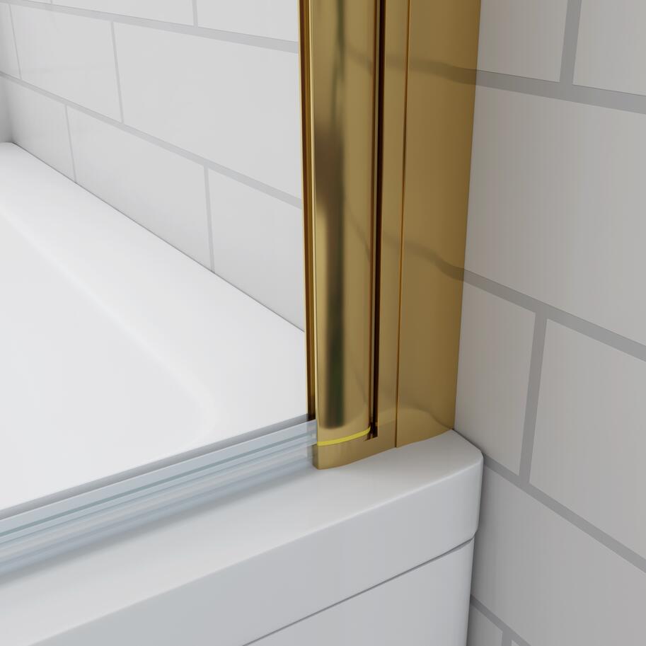 Gold Pivot Bath Shower Screen Frameless NANO Glass Panel 80x140cm