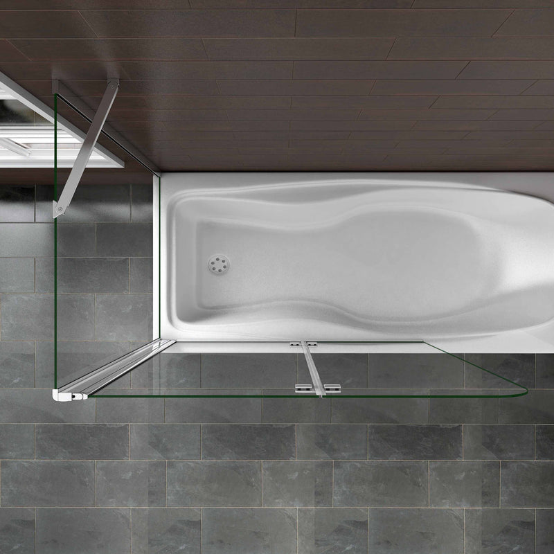 Pivot Folding Shower Bath Screen Nano Glass Panel 90/100/120cm With Side Panel