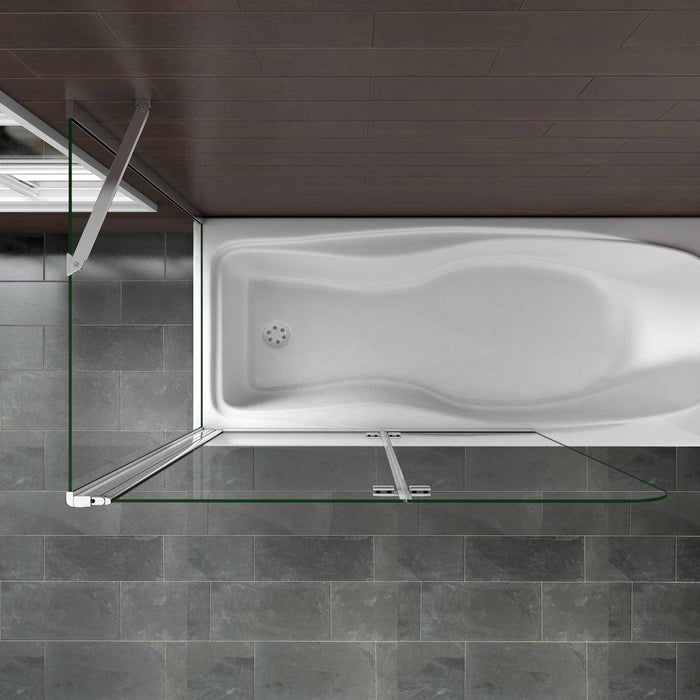 Pivot Folding Shower Bath Screen Nano Glass Panel 90/100/120cm With Side Panel