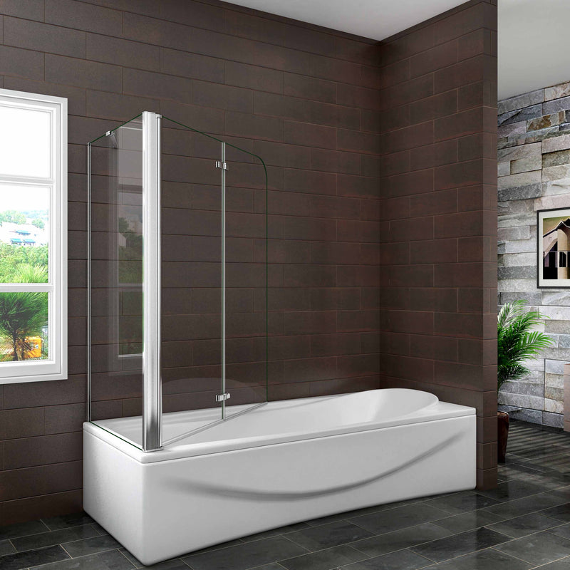 Pivot Folding Shower Bath Screen Nano Glass Panel 90/100/120cm With Side Panel
