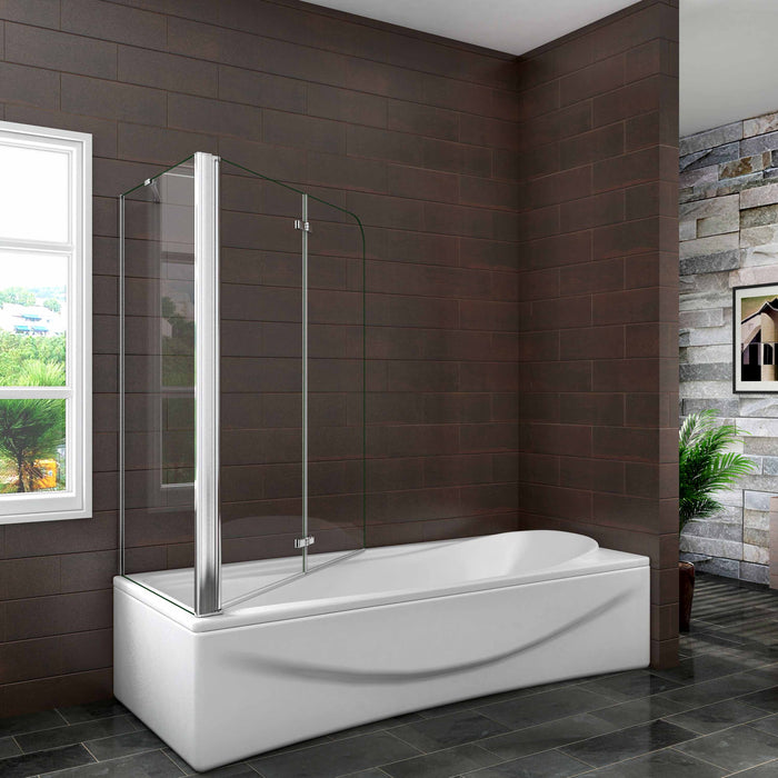 Pivot Folding Shower Bath Screen Nano Glass Panel 90/100/120cm With Side Panel