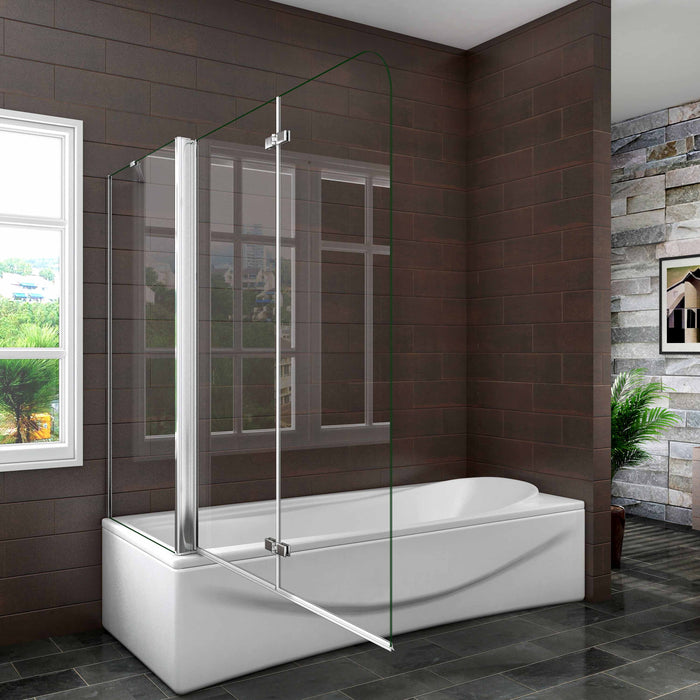 Pivot Folding Shower Bath Screen Nano Glass Panel 90/100/120cm With Side Panel