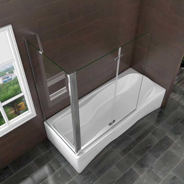Pivot Folding Shower Bath Screen Nano Glass Panel 90/100/120cm With Side Panel