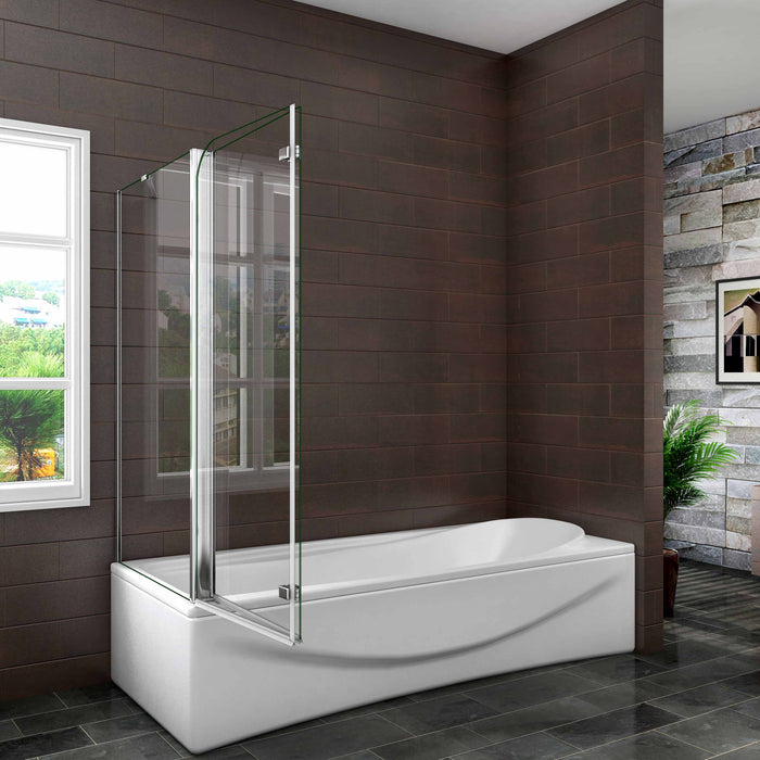 Pivot Folding Shower Bath Screen Nano Glass Panel 90/100/120cm With Side Panel