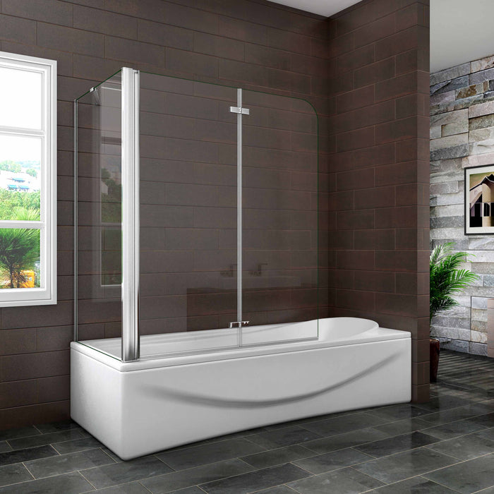 Pivot Folding Shower Bath Screen Nano Glass Panel 90/100/120cm With Side Panel