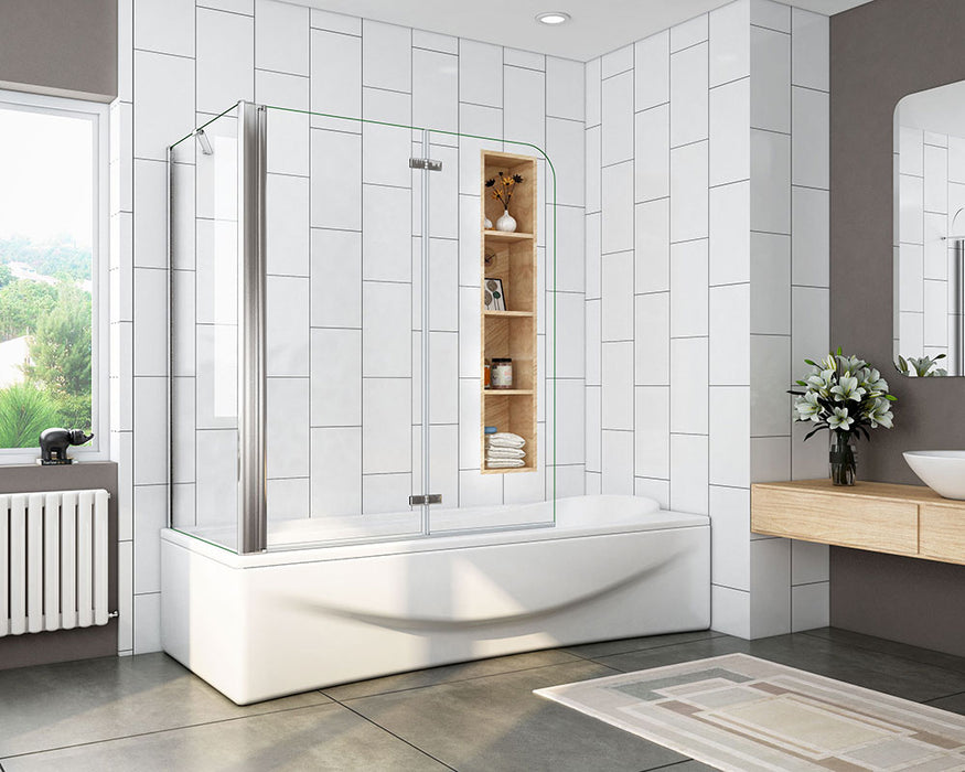 Folding Pivot Shower Bath Screen Nano Glass Panel + Side Panel