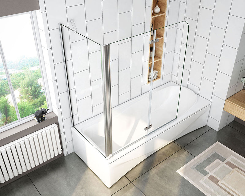 Folding Pivot Shower Bath Screen Nano Glass Panel + Side Panel