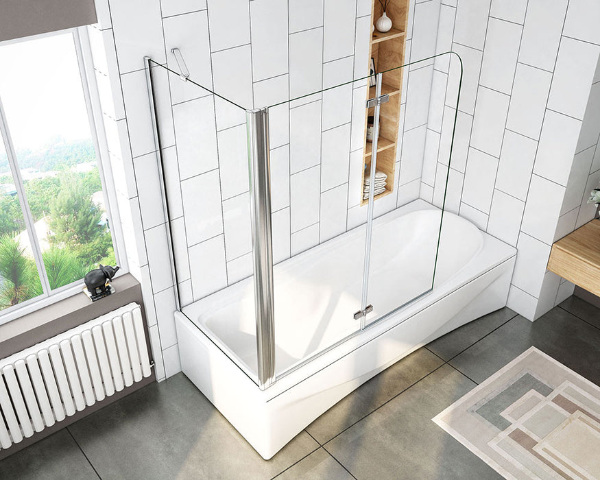 Folding Pivot Shower Bath Screen Nano Glass Panel + Side Panel