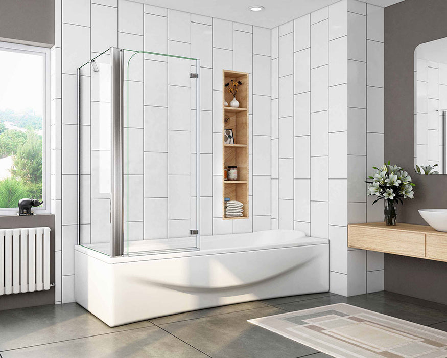 Folding Pivot Shower Bath Screen Nano Glass Panel + Side Panel